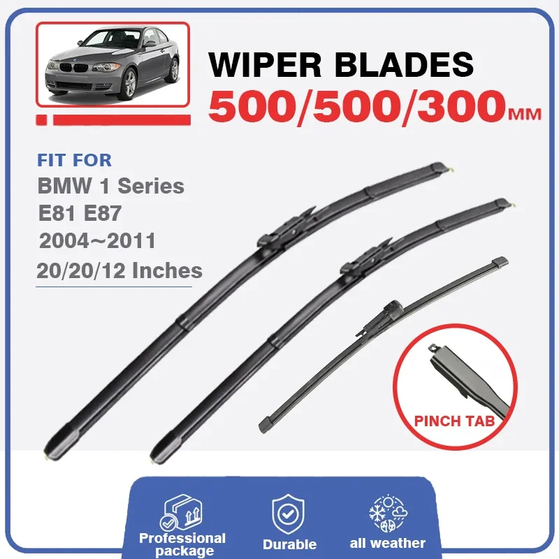 Front Rear Wiper Blades Set For BMW 1 Series E81 E87 2004-2011 Windshield Windscreen 118d 123d 1m 116i 120d Window 118i 120i 125