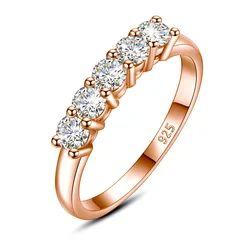 5pcs Stones Moissanite Diamond Ring for Woman Silver 925 100% Rose Gold Plated Fine Jewelry with Certified Engagement Gifts