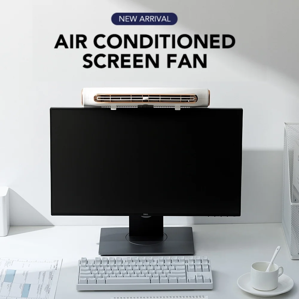 Hanging Bed Fan Air Conditioner Bladeless Hanging Screen Fan 4-Speed Adjustment Mini Fan Portable for Home Office Computer Desk