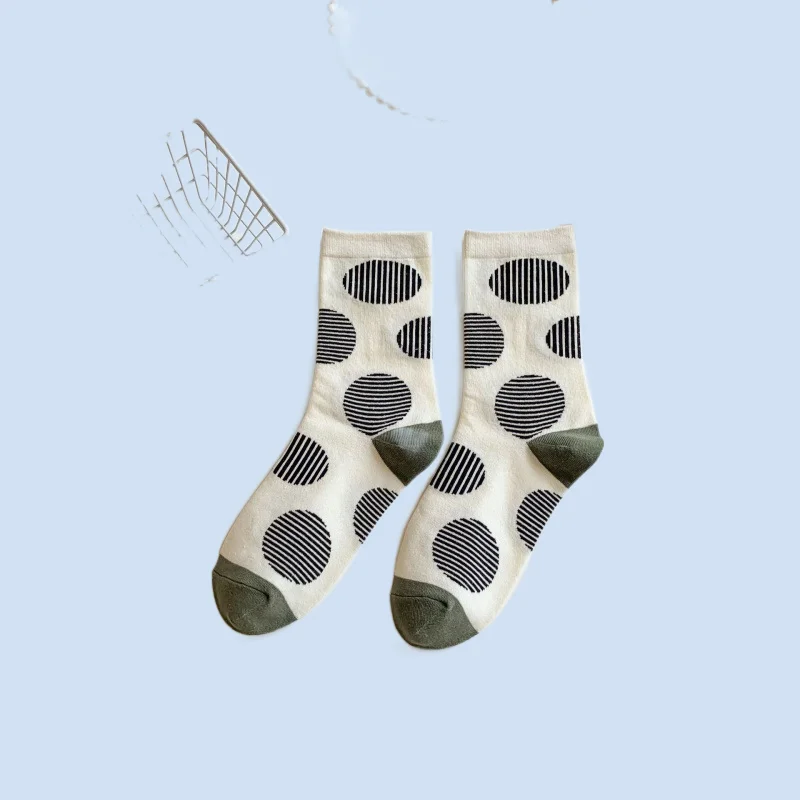 3/6 Pairs Polka Dot Socks Women Spring and Autumn Mid-Tube Socks All-match Long Socks Winter High-Value Women's Socks