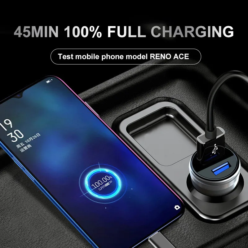 65W 6A 50W USB Car Charger 3.0 SCP AFC FCP VOOC Dart Fast Car Charging Warp Charger for Huawei OPPO R19 Find X Oneplus 9R 10 Pro