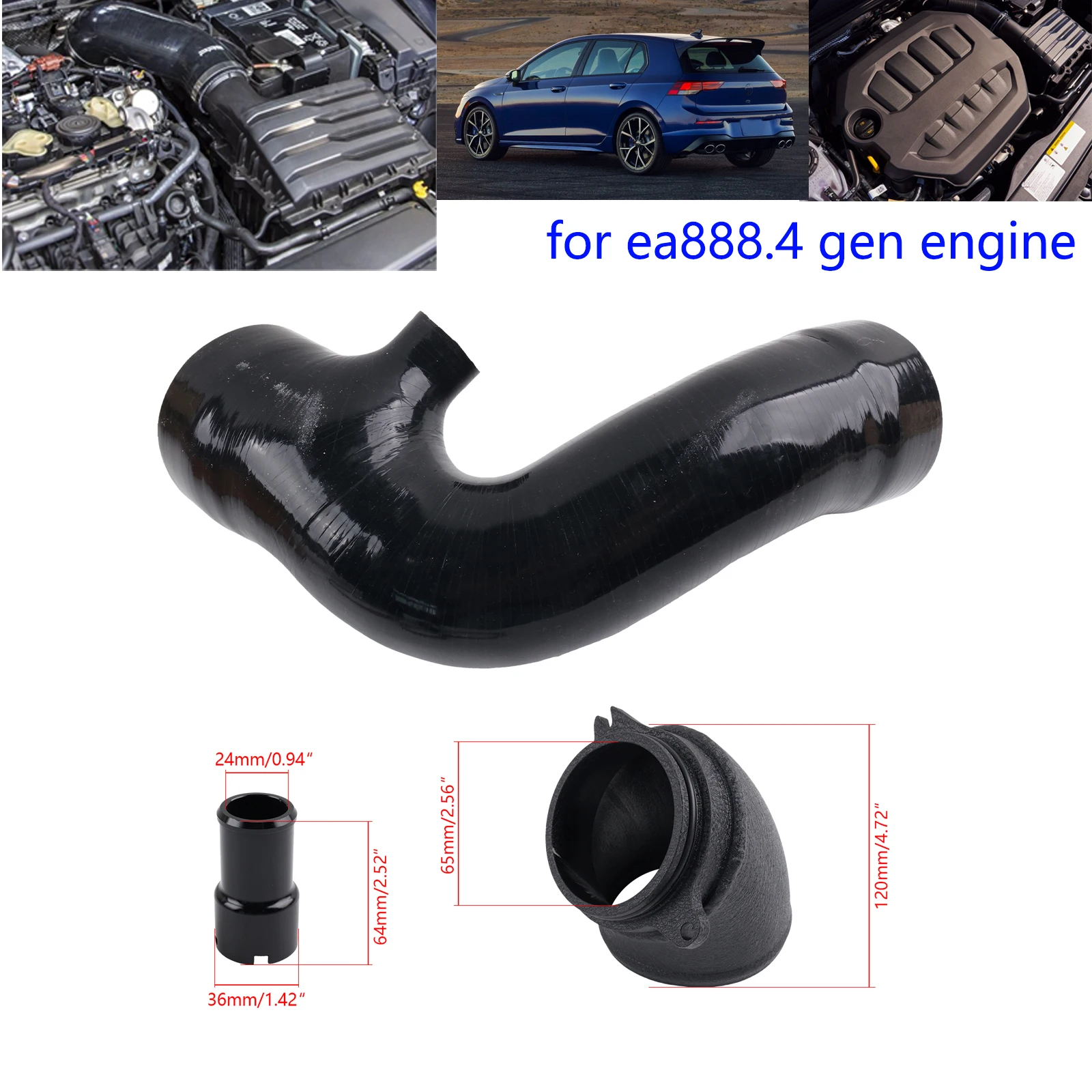 TURBO 90 INLET & SILICONE Elbow Intake Hose For VW Tiguan Golf MK8 R / GTI CS / Audi S3 8Y EA888.4 2.0T