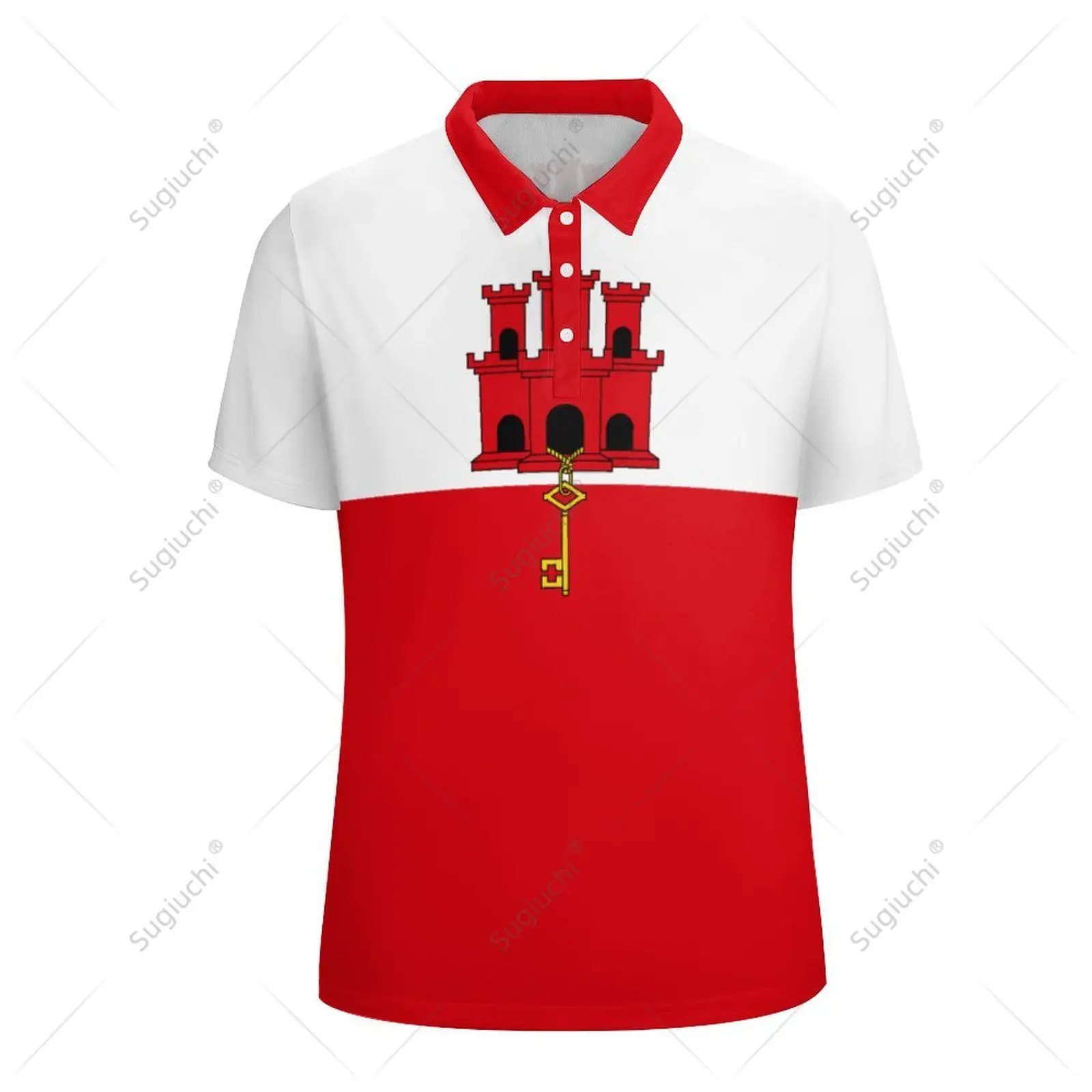 Unisex Polo Shirt Gibraltar Flag 3D Print Man Polo Fashion Clothing Tracksuits Short Sleeves