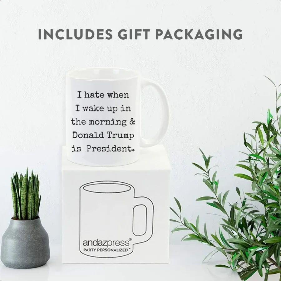 Президентский выбор 2024 года, 11 унций. Кофейная кружка, кляп, подарок, я ненавижу, когда я пробуждаюсь утром и Дональд Трамп — президент, 1 упаковка W