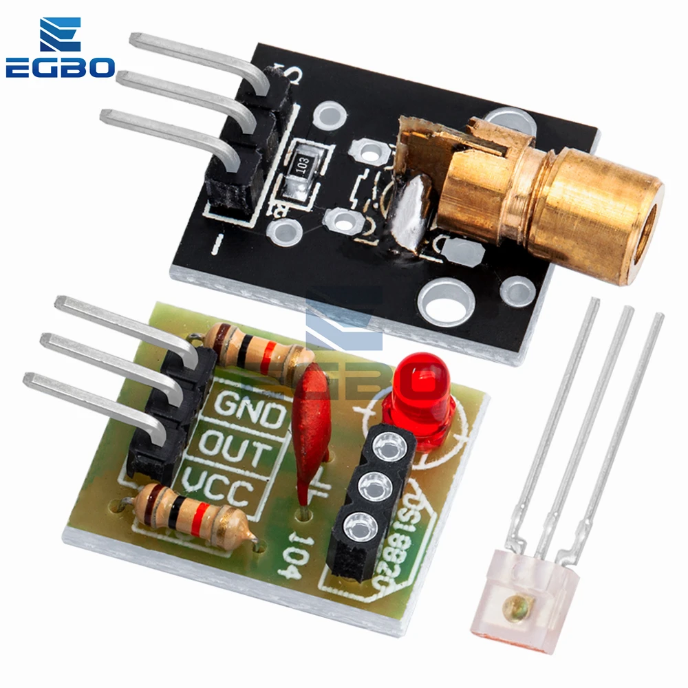 EGBO KY-008 650nm Laser Transmitter Module with Laser Sensor Module Non-Modulator Tube Laser Receiver Module Kit