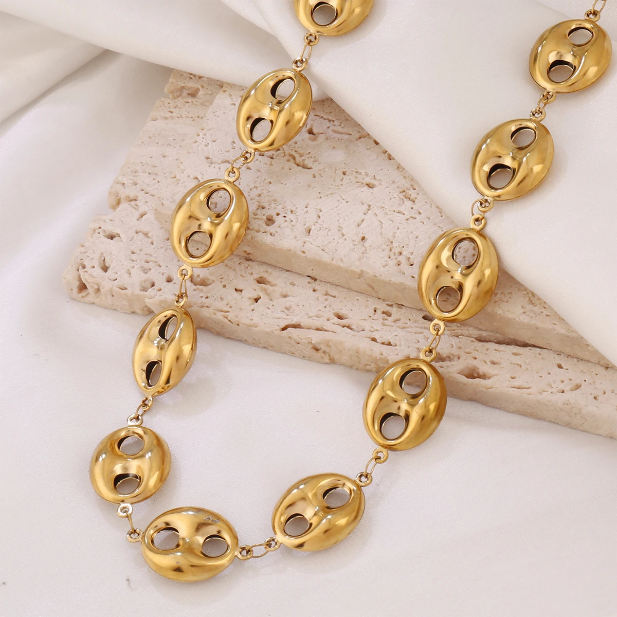 316L Stainless Steel Coffee Bean Chain Necklace For Women Fashion Gold Color Coffee Bean Charms Chain Necklaces Femme Jewelry view 5