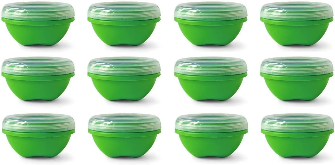 

Reusable BPA Free 19 ounce Small Food Container with Screw Top Lid, Bulk Set of 12, Green