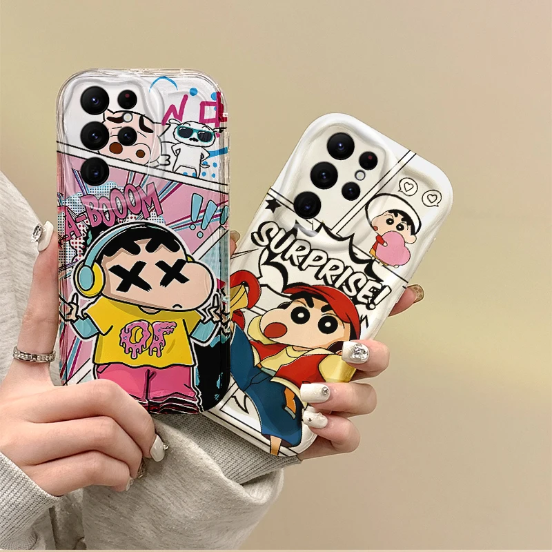 

New C-Crayon Shin-chan Cartoon Phone Case for Samsung Galaxy A35 A34 A33 A32 A24 A23 A22 A13 A12 M55 M54 M35 M14 Soft Wave Cover