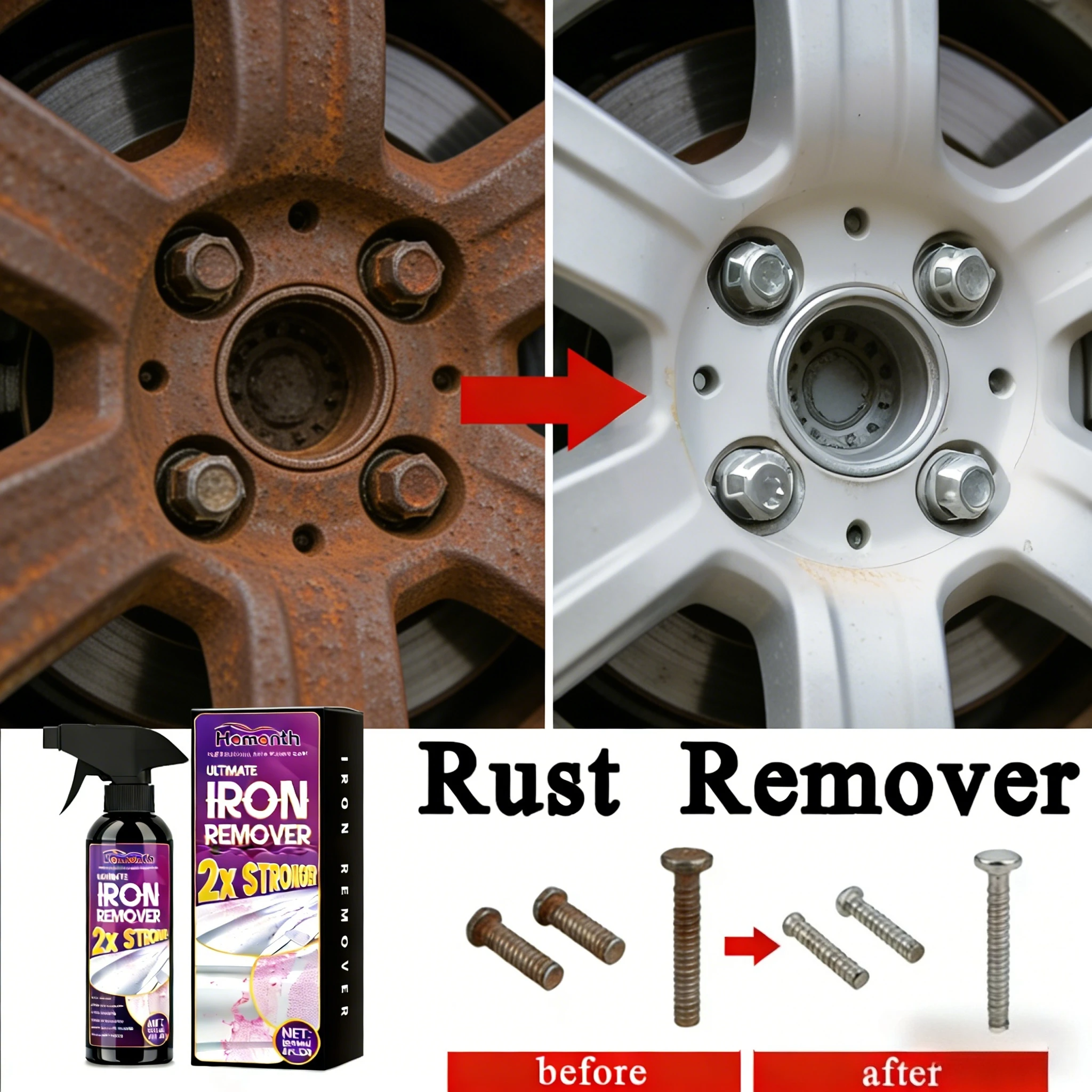 Powerful Automotive Metal Rust Remover, Fast Cleaning, Restore Shine