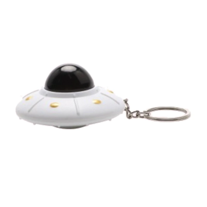 UFO Keyring Ornament Mini Spaceship Model Keychain Pendant with LED Light C1FC