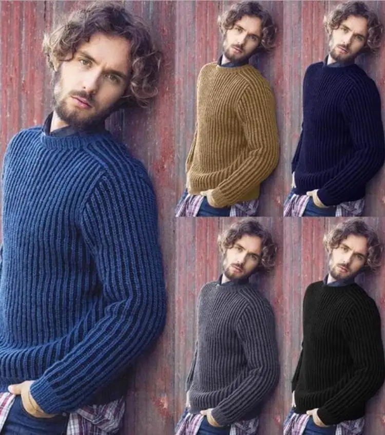 

Spring Autumn 2023 American Casual Men's Pure Color Long Sve round Ne Pullover Sweater Comfortable Knitted Top for Men