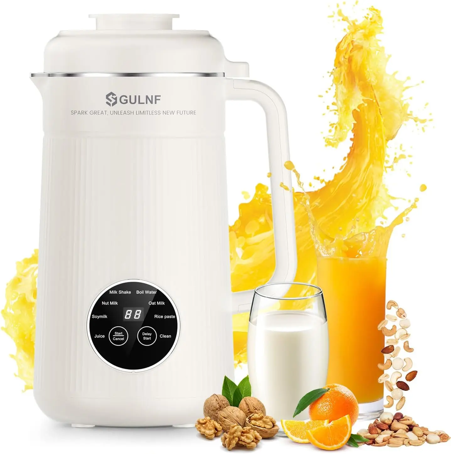 

Nut Milk Maker Machine - 8 in 1 Soy Milk Maker Machine 40 Oz with Self-Cleaning, 24H Delay Start & 12H Keep Warm, Automatic Plan