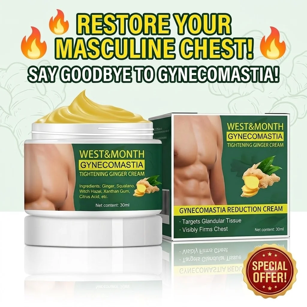 West&Month 30ml Gynecomastia Tightening Ginger Cream Men Chest Fat Burning Slimming Massage Cream Firming Body Sculpting Care