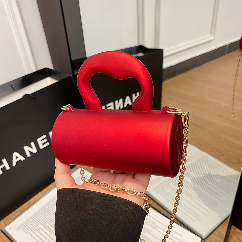 

Mini Acrylic Barrel-Shaped Crossbody Bag Lady Fashion Lipstick Bag Phone Purse Designer Handbag Trend Party Evening Clutch Bag