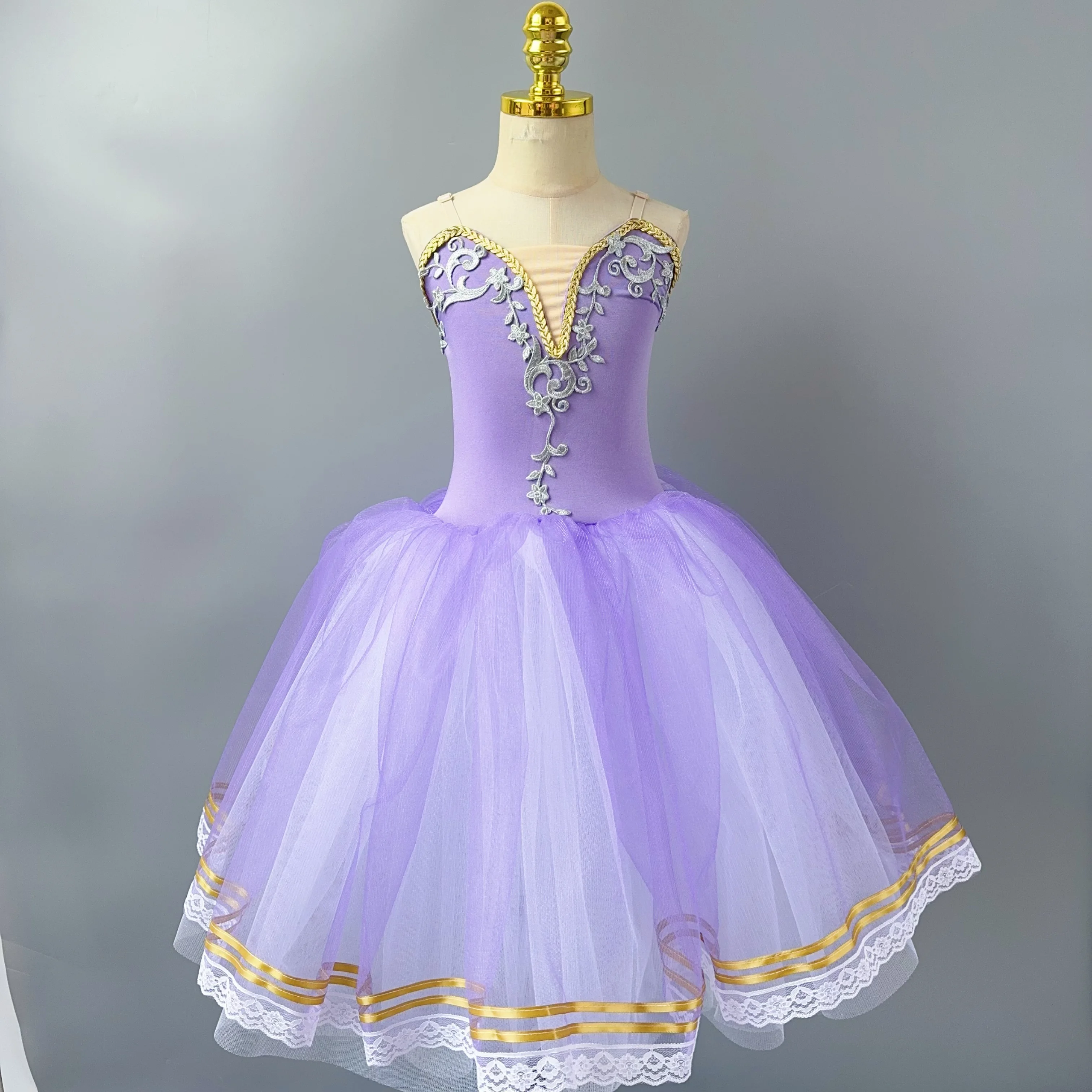 Kids Long Ballet Dress For Girls Soft Tulle Chidlren Professional Swan Lake Tutu Performance Costumes Princess Party Dress