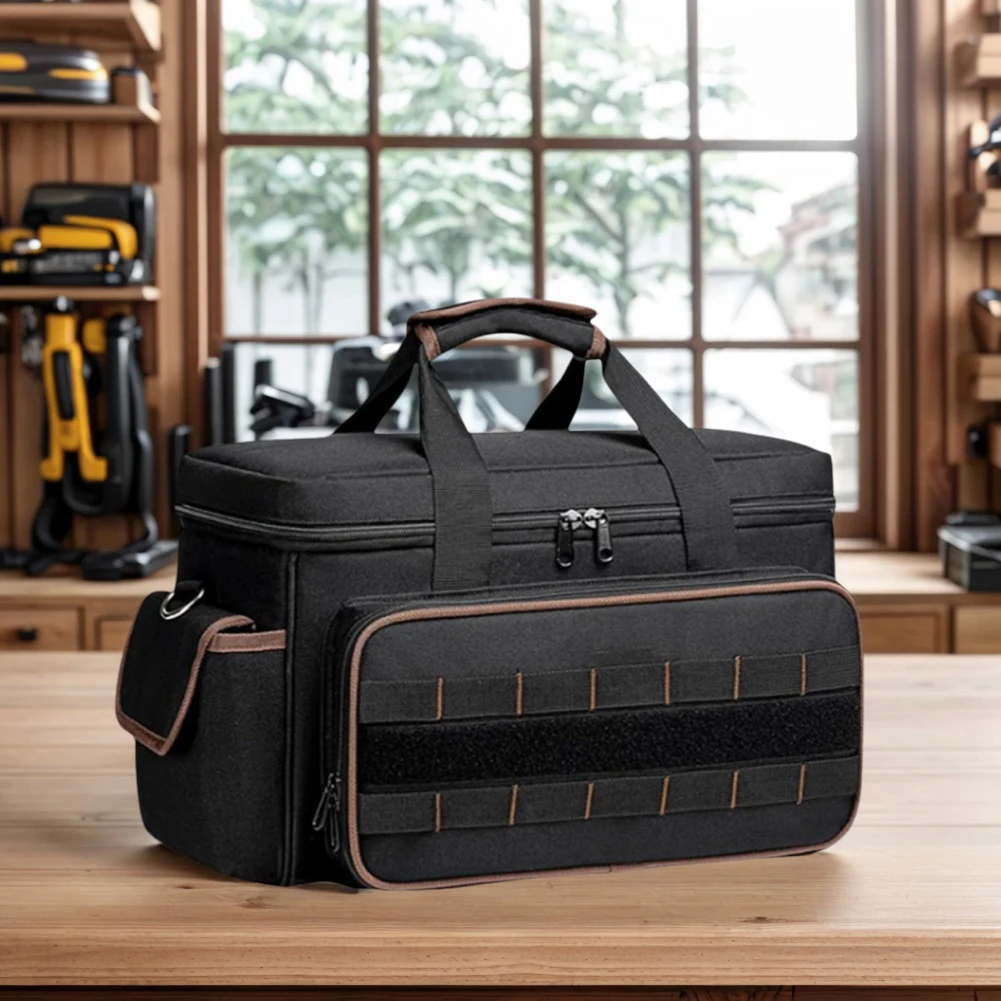 

Большая водонепроницаемая сумка-органайзер для инструментов электрика с широким отверстием, регулируемым плечевым ремнем, 17 дюймов