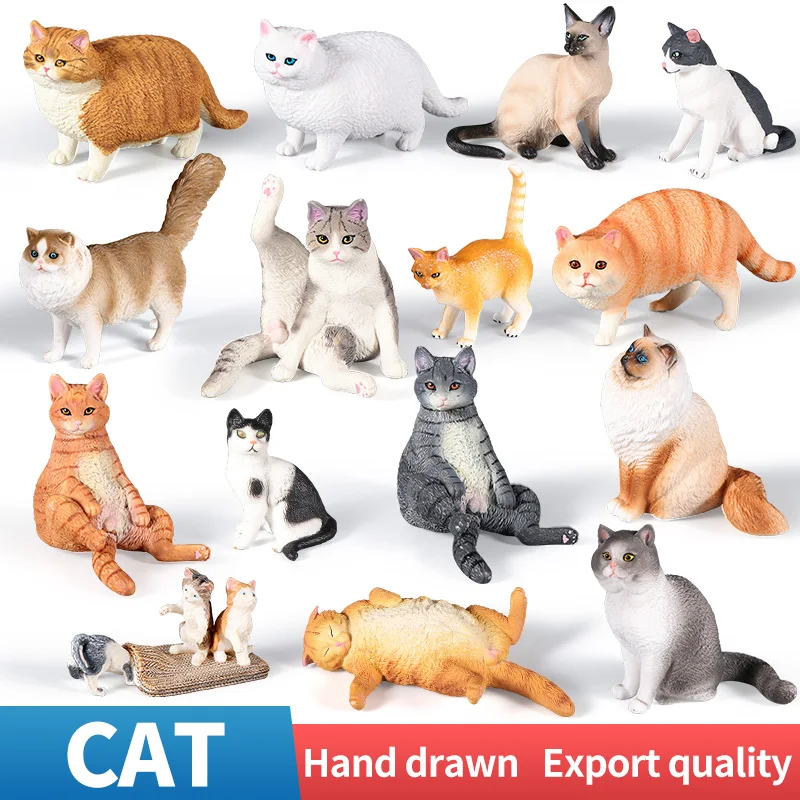 Simulation Katzenmodell-Actionfiguren-Set – siamesischer Sphynx, persische Rassen, Miniatur-Haustierfiguren für Kinder, pädagogische Heimdekoration