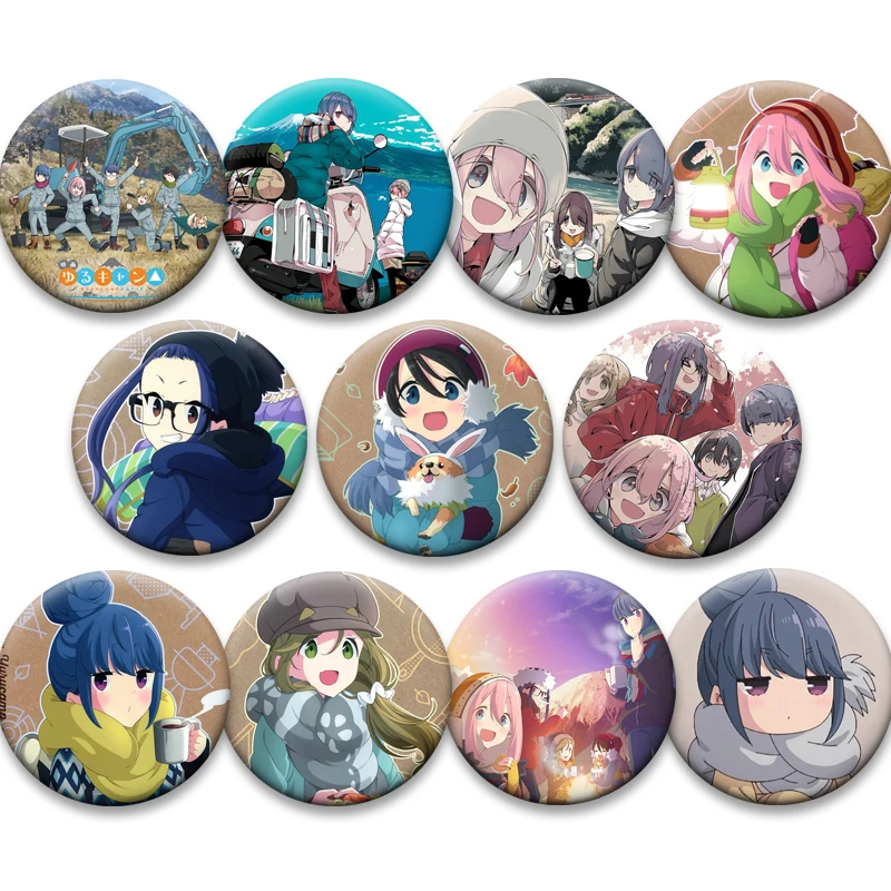 yuru-camp-movie-булавки-ручной-работы-значок-в-стиле-аниме-круглые-креативные-броши-с-героями-мультфильмов-для-рюкзака-аксессуары-изысканный-подарок