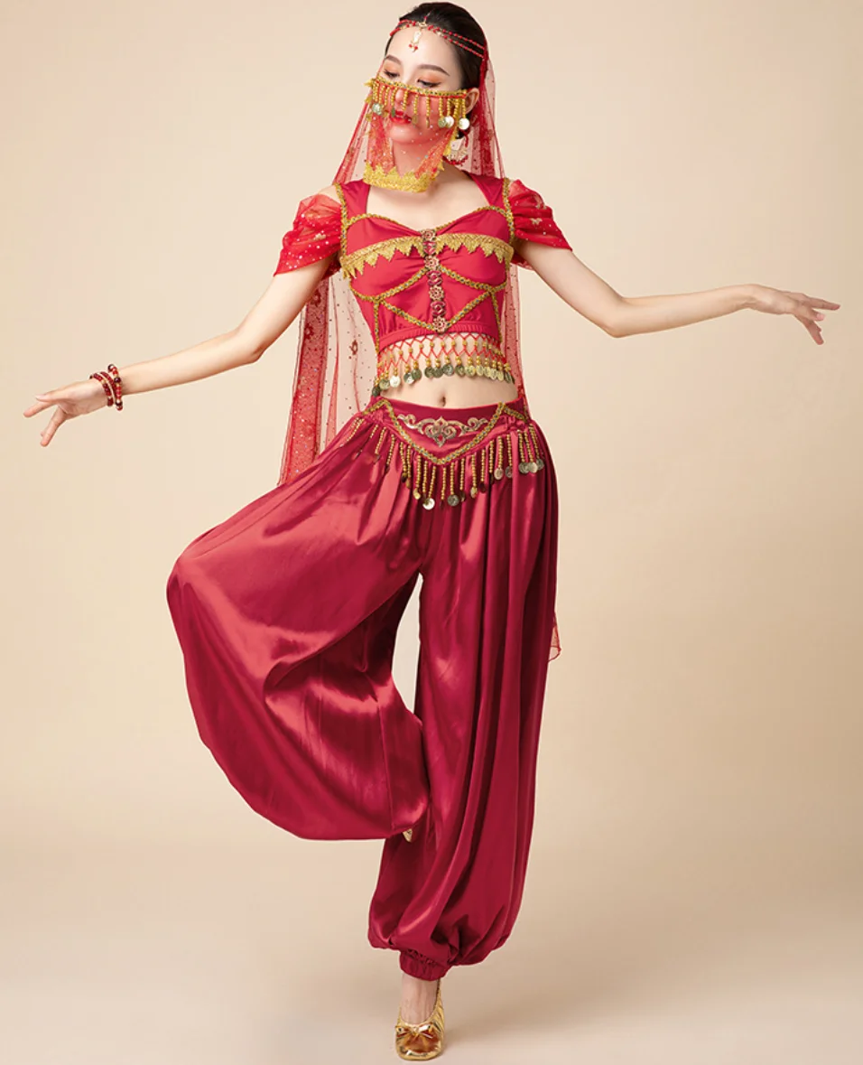 Arabian Princess Costumes belly dance dress Indian Dance Embroider Bollywood Jasmine Cosplay Costume Women Party Fancy Outfit