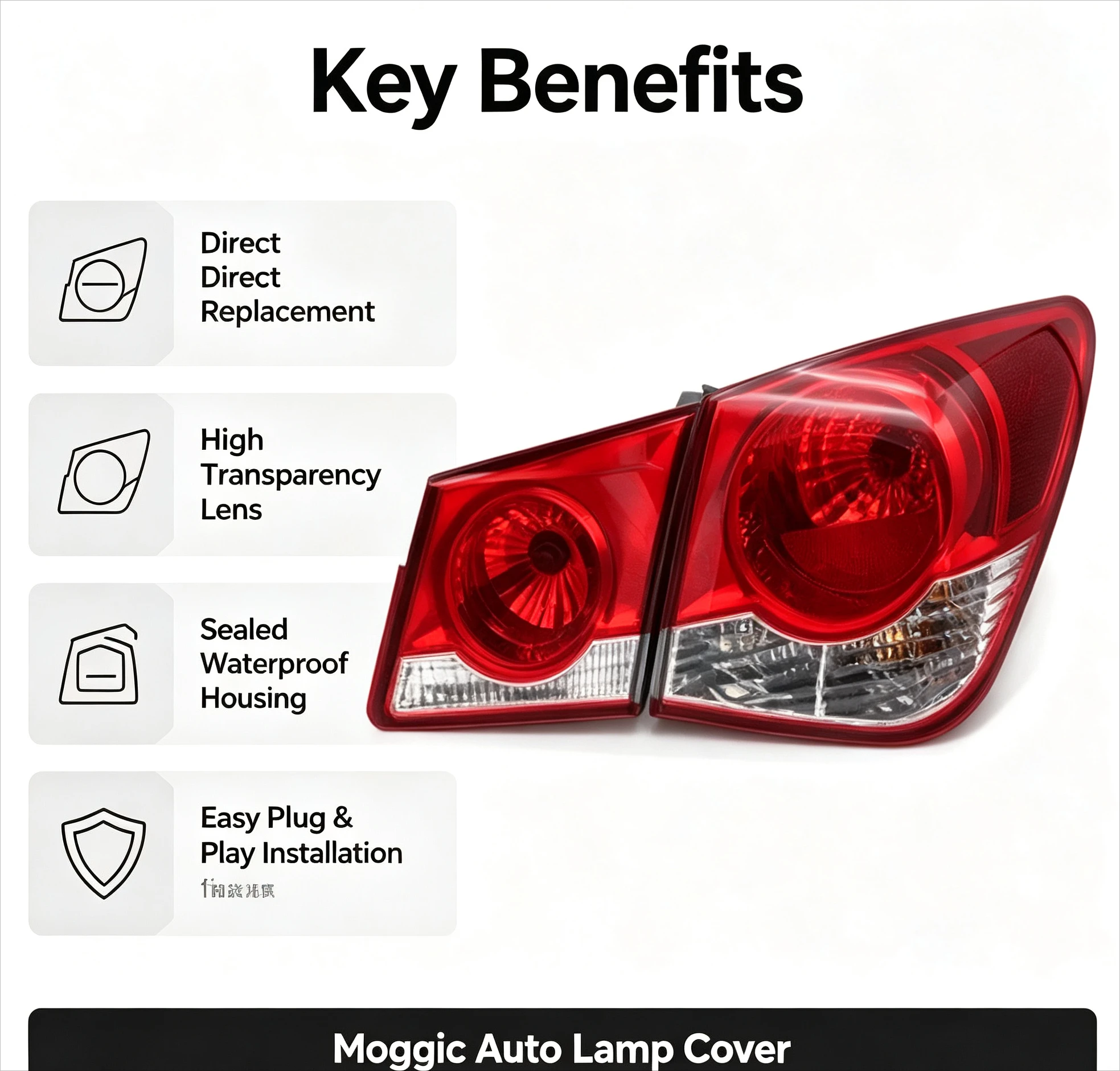 Moggic Rear Tail Light Assembly For Chevrolet Cruze 2009-2014 Left/Right Brake Lamp Outer/Inner Replacement Stop Light