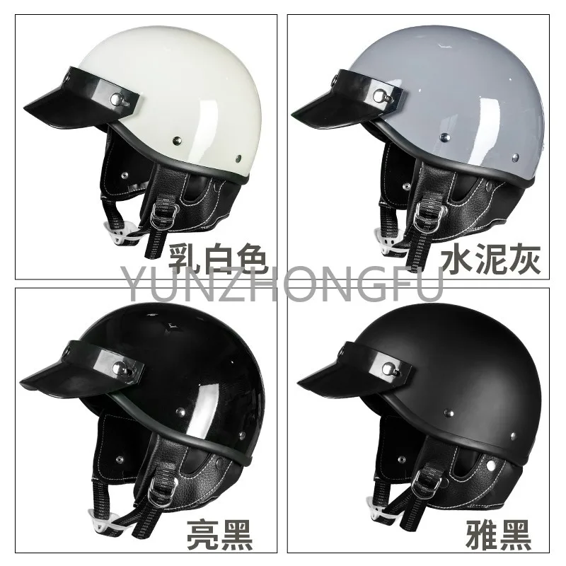 3C certified retro motorcycle helmet for men and women in autumn and winter, half helmet motorcycle warm electric car in winter.