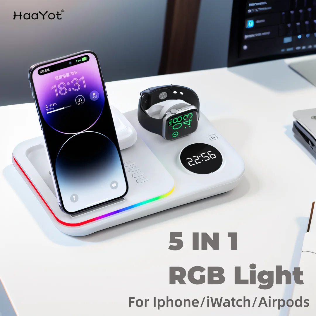 

New Wireless Fast Charger Dock for Apple Watch 10/9/8/7 Galaxy Watch 7 6 5 4 Airpods Fast Charging Station for iPhone Samsung