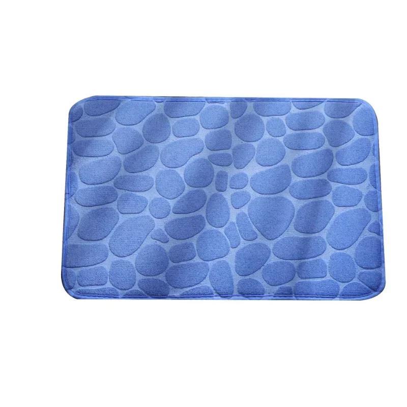 Memory Foam Embossed Velvet Carpet Bathroom Living Room Non-Slip Mat Cobblestone Floor Mat