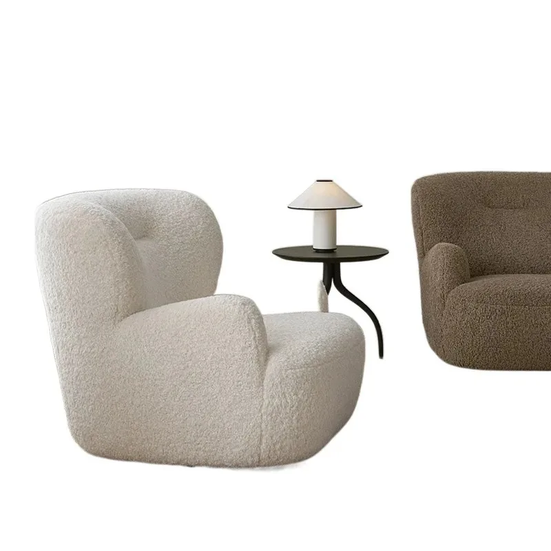 Big White Bear Leisure Chair Lamb Fleece French Cream Wind Single Sofa Living Room Bedroom Leisure Sofa