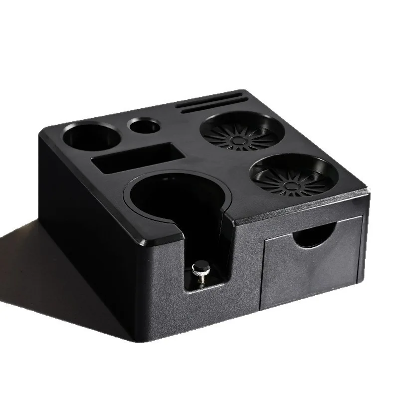 Black Espresso Tamping Station with Drawer for 51mm 53mm 58mm Coffee Tamper, Adjustable Height, Stainless Steel view 6