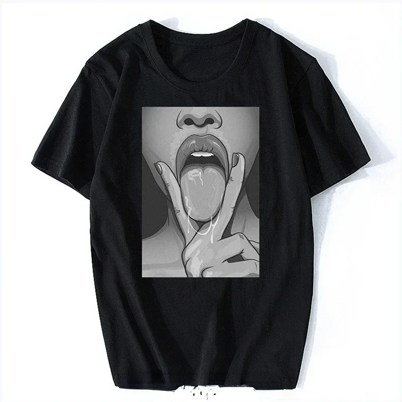 Graphic Tops Streetwear Tees Punk Tongue Nasty Sexy Tumblr Tshirt Unisex Babe Hentai T Shirt Trend Tops Popular Gothic Shirt