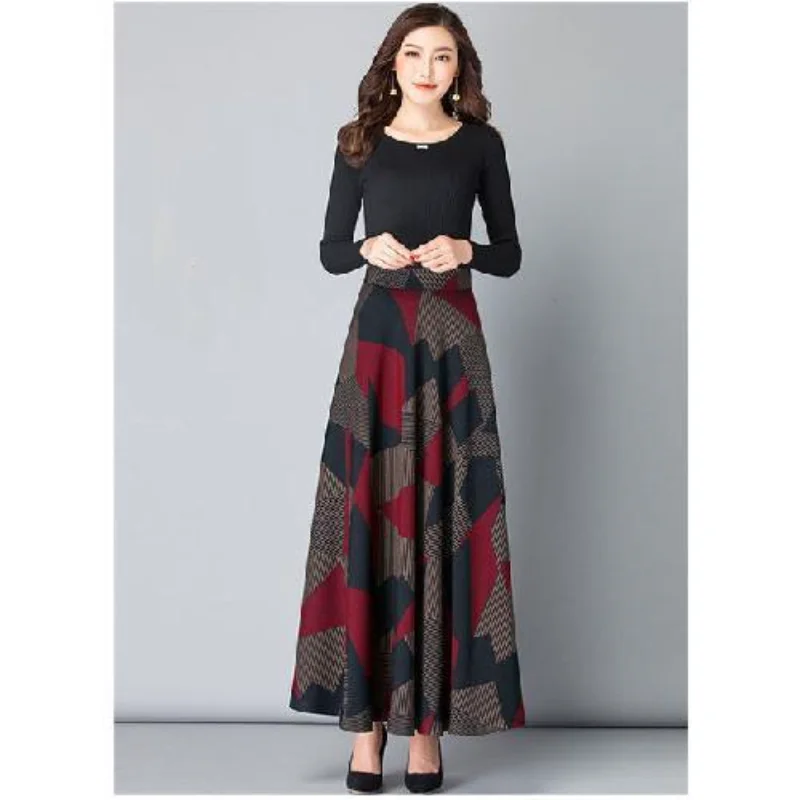 New Korean Skirt Spring Summer Autumn Women's Mid-length High Waist Drooping A-line Baita Long Skirt