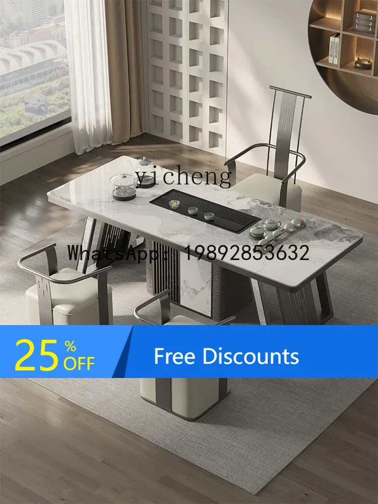 Modern Stone Plate Tea Table Living Room Office Integrated Tea Table and Chair Combination