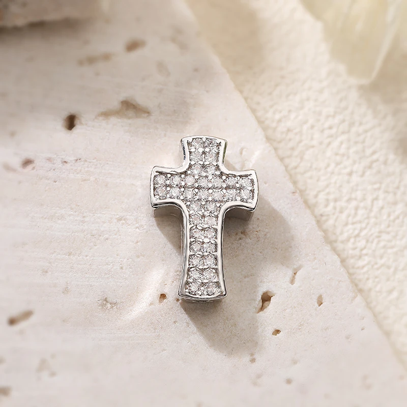 High Quality Cross Cooper Zircon DIY Jewelry Pendant Wholesale Cross Beaded CZ Charms DIY Jewelry Making