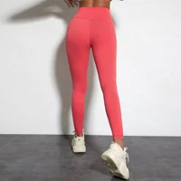 Color sólido 2,0 cintura alta gimnasio Yoga Legging talla grande entrenamiento integral Jog25 ""pantalones deportivos suaves para mujer bolsillo interno atlético