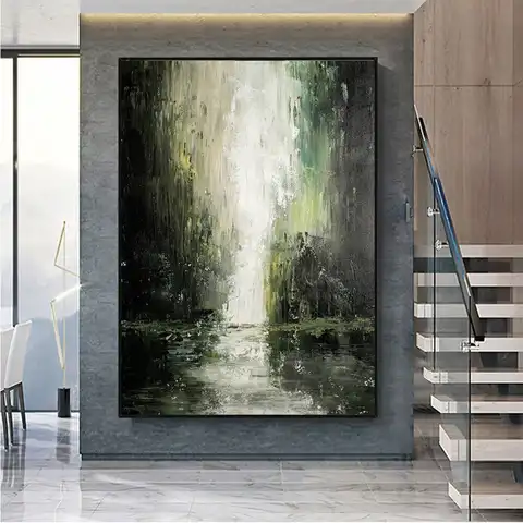 Abstrato cachoeira paisagem pintura a óleo pintados à mão pintura em tela grande arte da parede decoração para casa para sala de estar