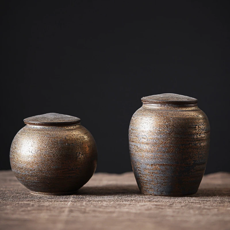 European Style Ceramic Tea Canister Vintage Candy Jar Home Coffee Bean Nut Storage Bottle Portable Storage Box Home Decoration view 4