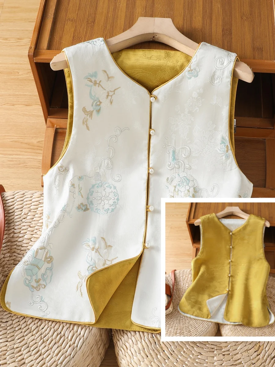

Women's Double-Sided Wear Versatile High-End New Style Vest Sleeveless Fashionable Tagless plus Size Outerwear by Meimei