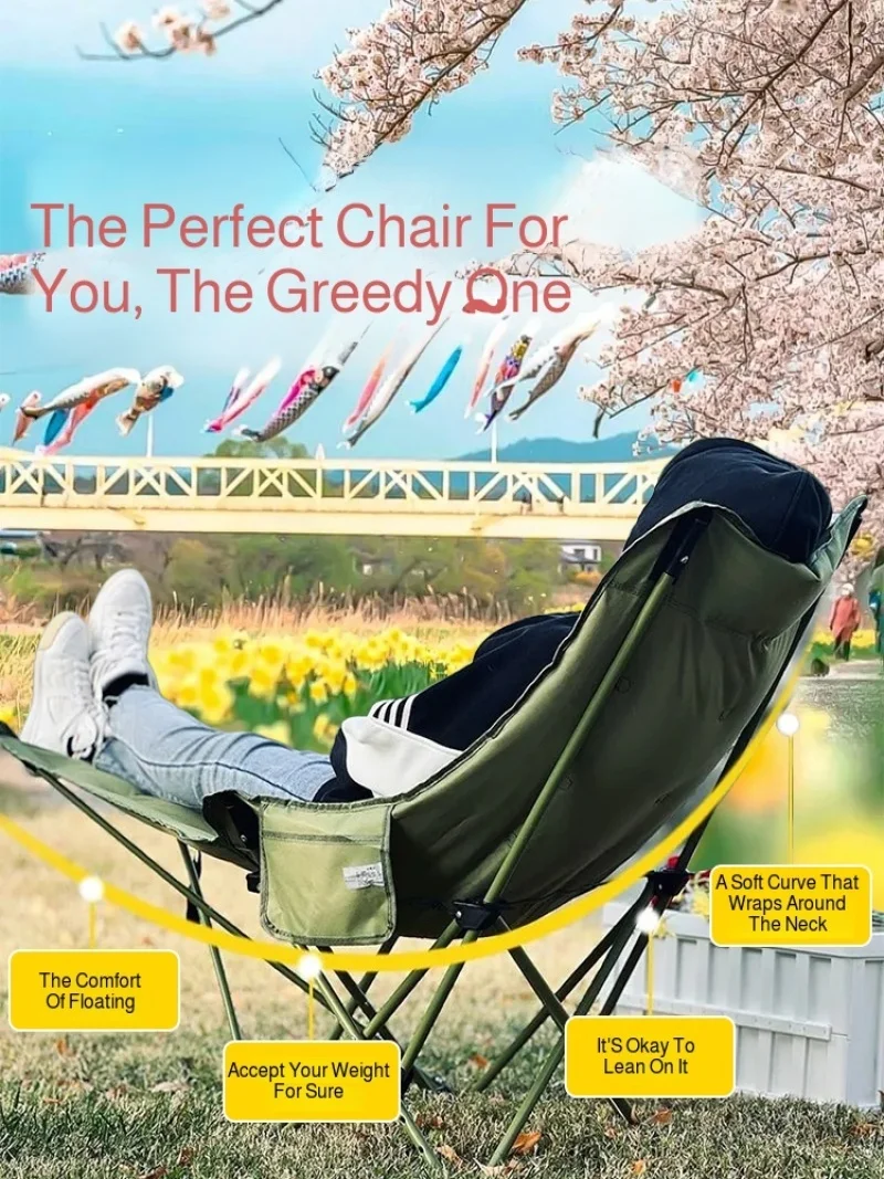 Outdoor Folding Chair Beach Fishing Camping Heightened Portable Chair Stool Picnic Folding Lounge Chair Adjustable Folding Chair image 4