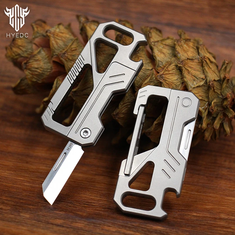 Titanium Alloy Pocket Keychain Knife MINI Folding Knife Lightweight Belt Pendant Men's Outdoor EDC M390 Blade Self-defense Tool