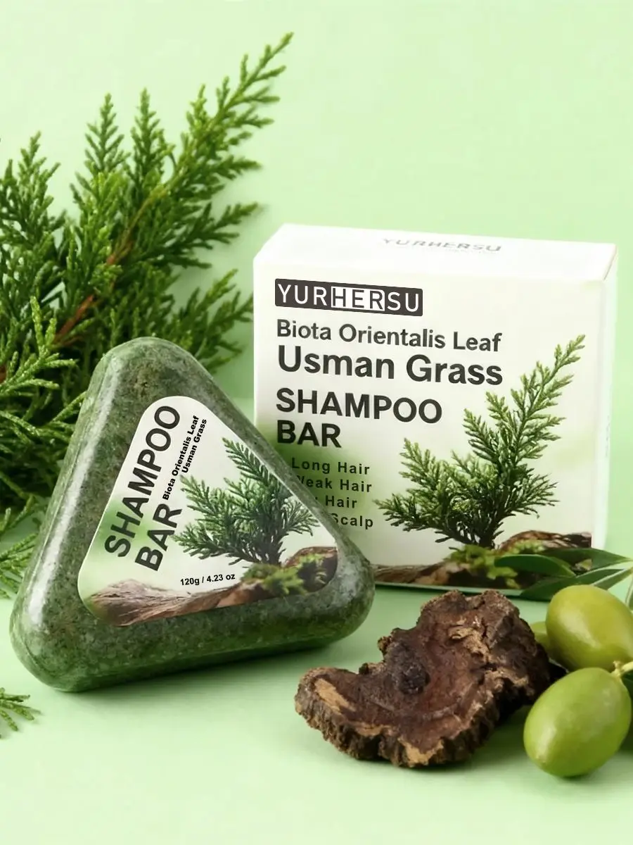 Usman Grass Shampoo Bar voor haargroei, anti-haaruitval, controleert olie, natuurlijke organische zeepreep - afbeelding 2