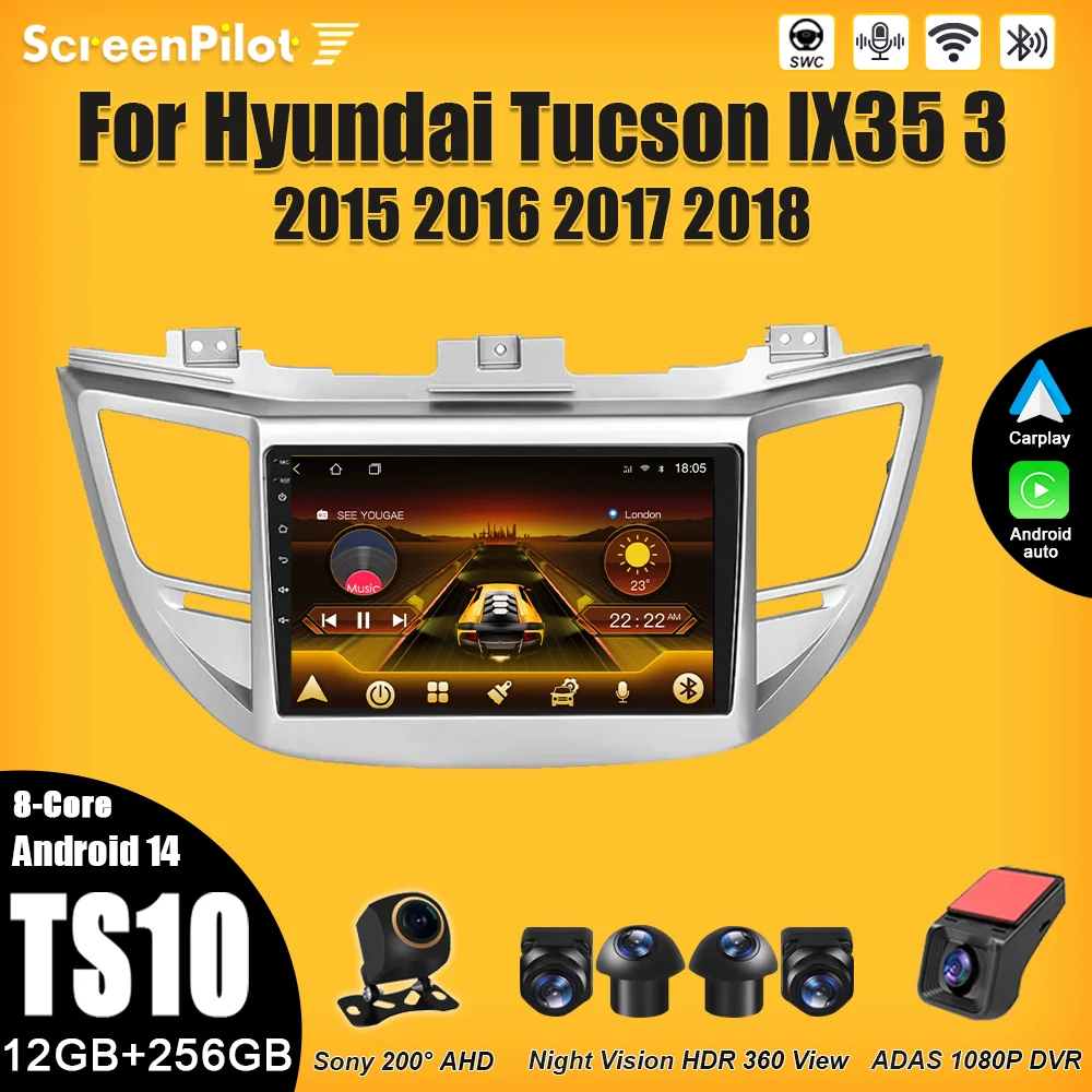 

Android 14 For Hyundai Tucson IX35 3 2015 2016 2017 2018 Stereo Multimedia Player GPS Navigation 2din Carplay 4G Wifi