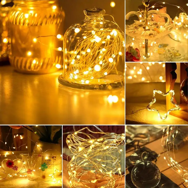 Mini Fairy Lights for Bedroom Mason Jar decoration supplies Battery Powered String Lights with Copper Wire backyard party decor