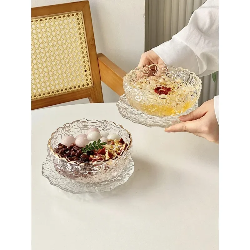 

Онлайн красная стеклянная десертная чаша для ресторана, набор для сахара, воды, мороженого, йогурта, птичьего гнезда, миска для закусок, большая красота