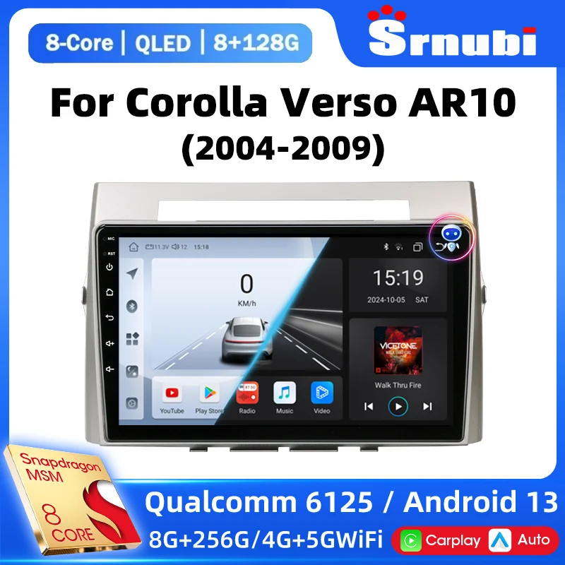 

Srnubi 2Din Android 13 Car Radio for Toyota Corolla Verso AR10 2004-2009 Multimedia Player Carplay Auto Stereo 4G GPS Head Unit