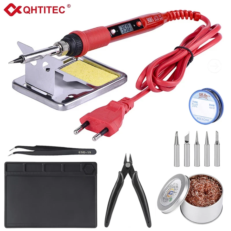 

JCD Adjustable Temperature Soldering Iron Kit 80W 220V 110V LCD Display Electric Solder Iron Rework Station Welding Repair Tools