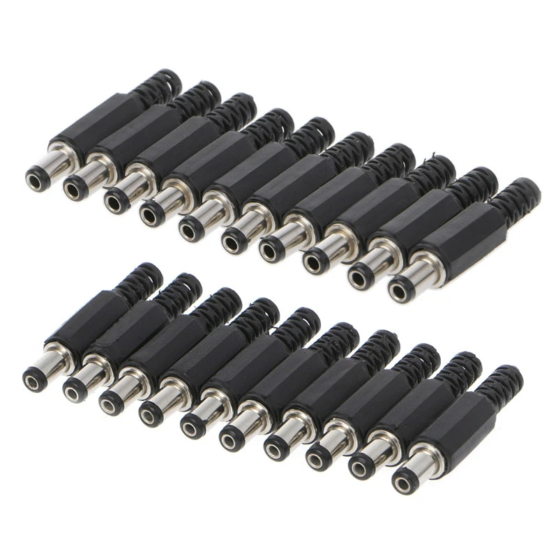Escam 10 Pcs 5.5X2.5 Mm 5.5X2.1 Mm Man Dc In-Line Plug Socket Jack Connector adapter Plastic Cover