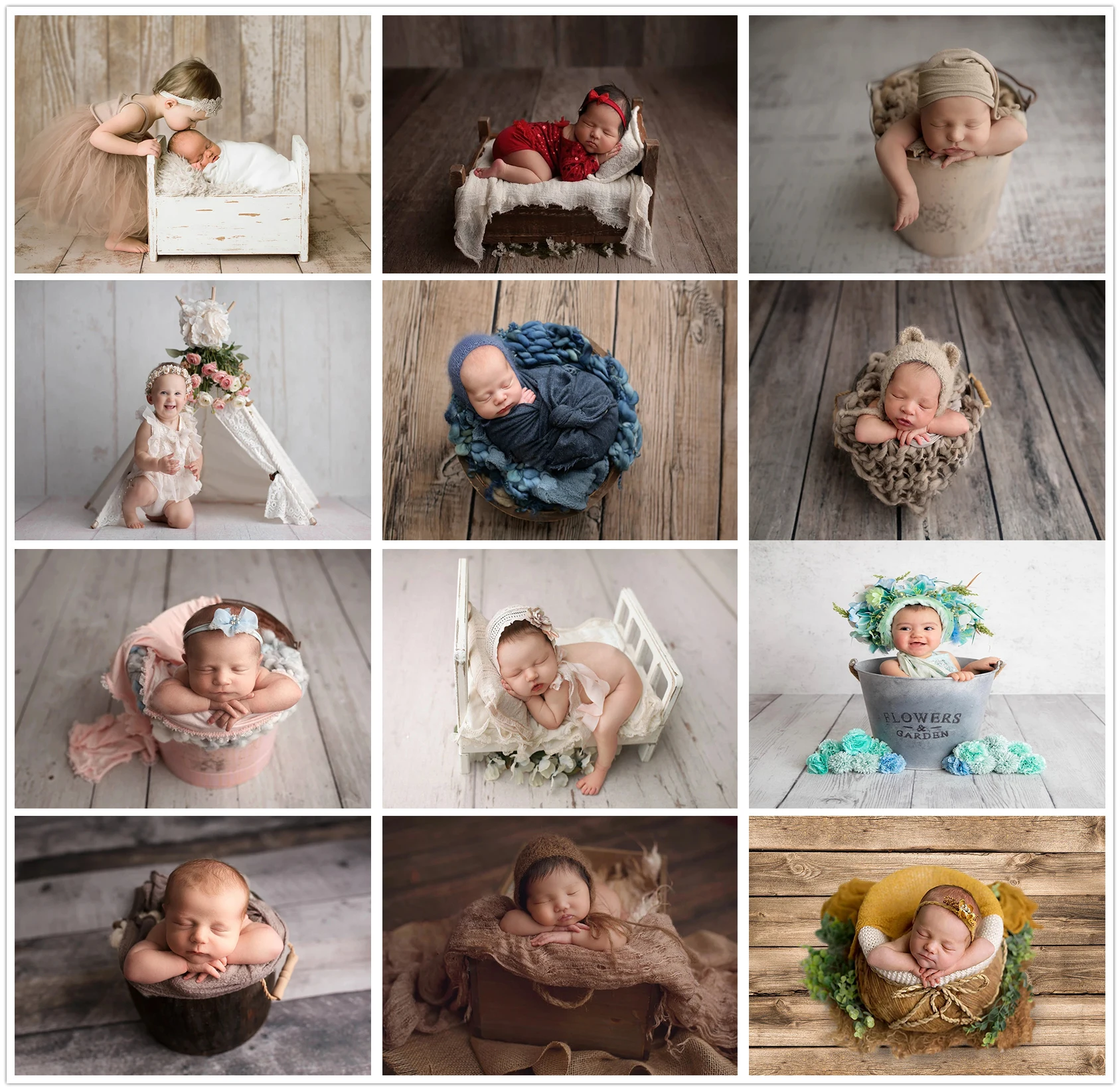 Vintage Wood Floor Photography Backdrops Newborn Baby Shower Photo Background Cake Smash Birthday Party Studio Decor Photo Props