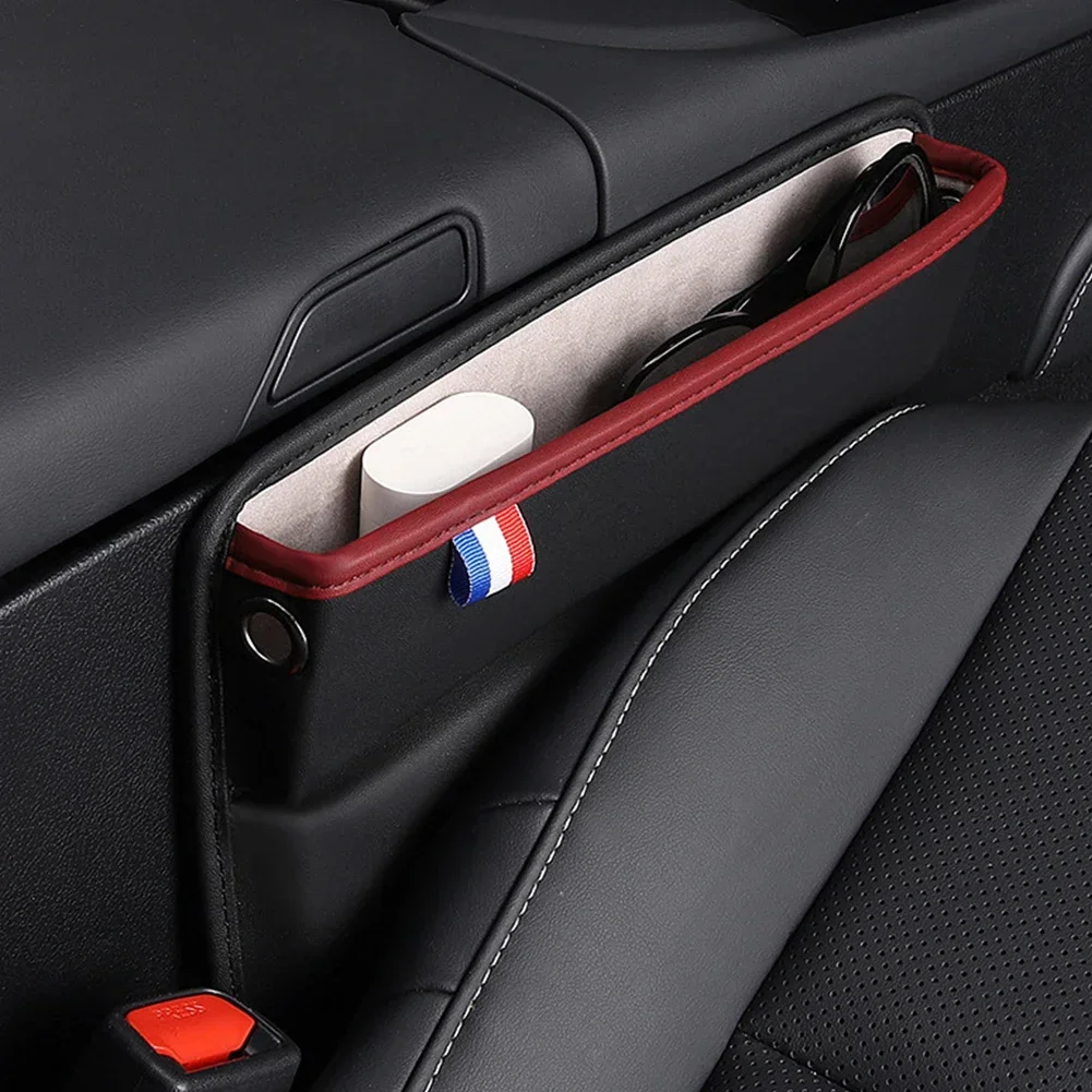 Car Seat Crevice Storage Box PU Leather Universal Console Side Seat Gap Filler Front Seat Organizer Car Interior Accessories