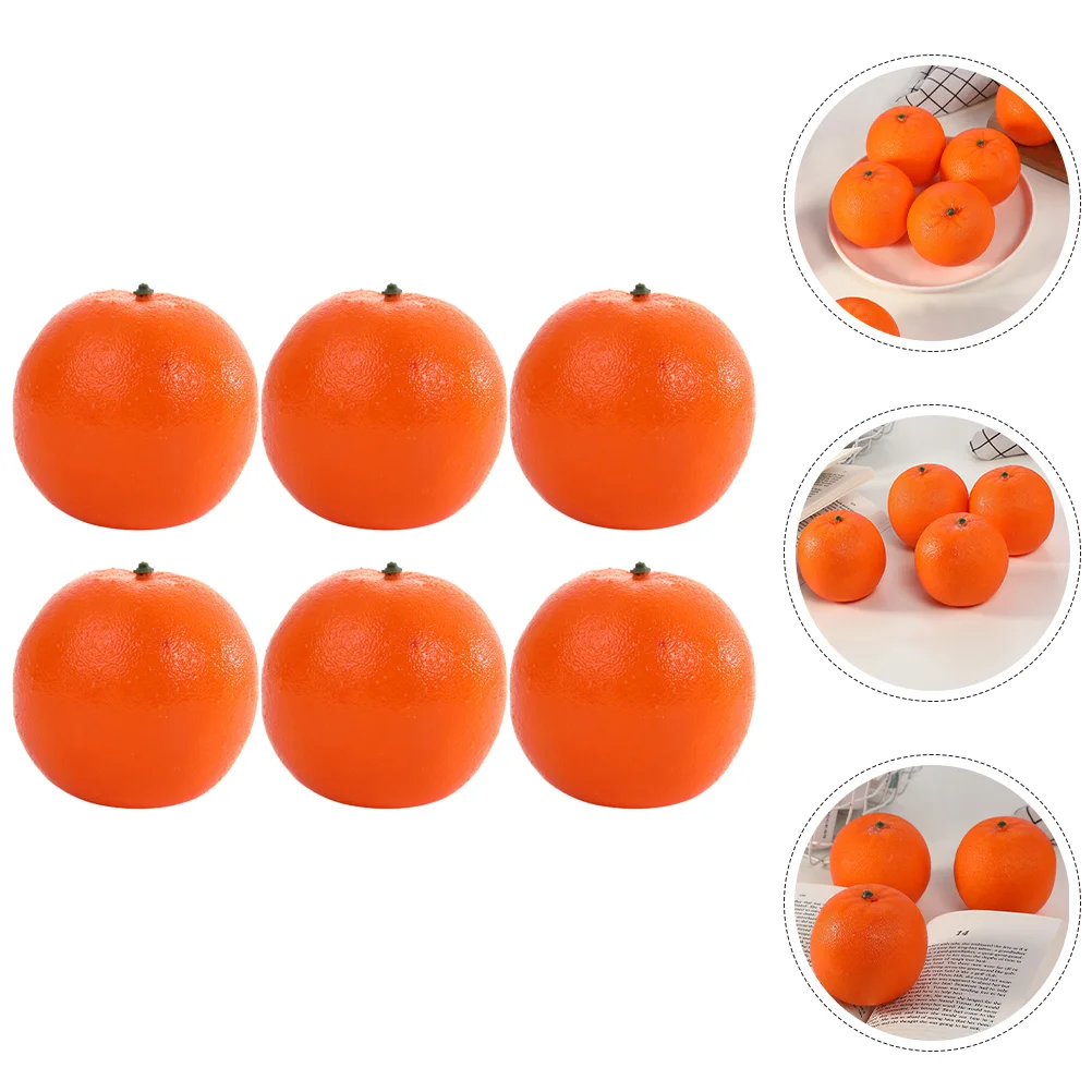 6 Pcs High Simulation Fruit Model Oranges Models Ornaments Imitation Adornment Foam Artificial Fruits