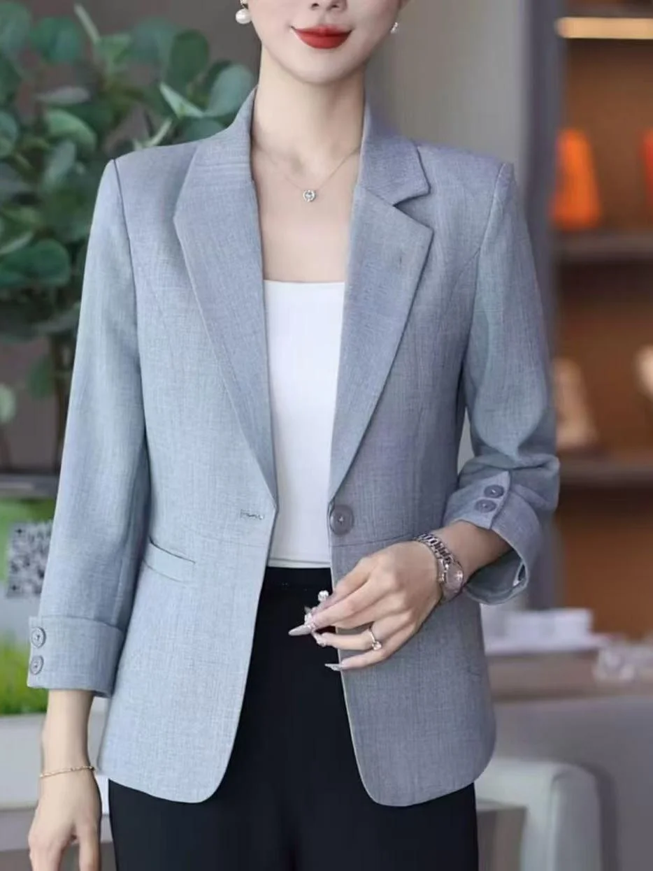 Spring Autumn 2025 Casual Style Women's Suit plus Size Mommy Fashion Slim Fit Elegant Outerwear Polyester Fiber Commute
